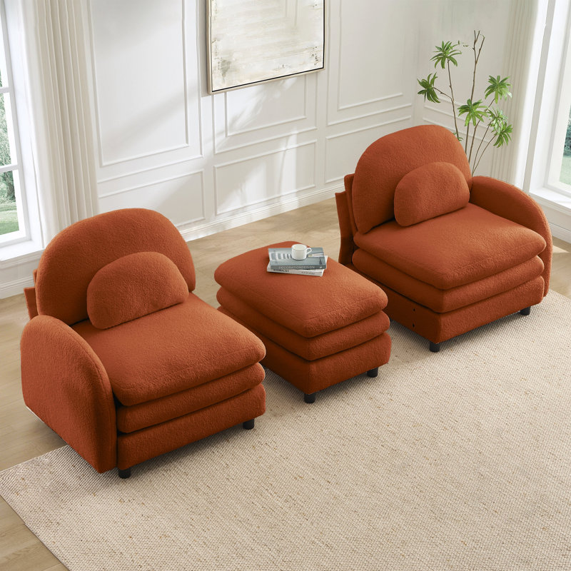 Canapé-lit Teddy, H 35,4 po x l 68,5 po x P 55,5 po, Orange moelleux