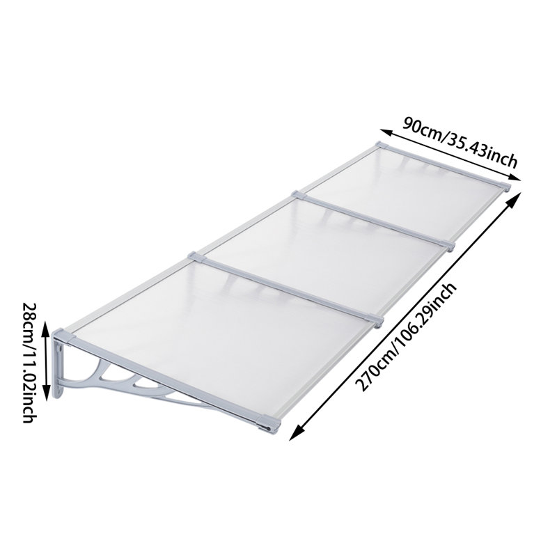Dakota Fields 270cm W x 90cm D Plastic Cover Retractable Door / Window Awning, Clear/Silver
