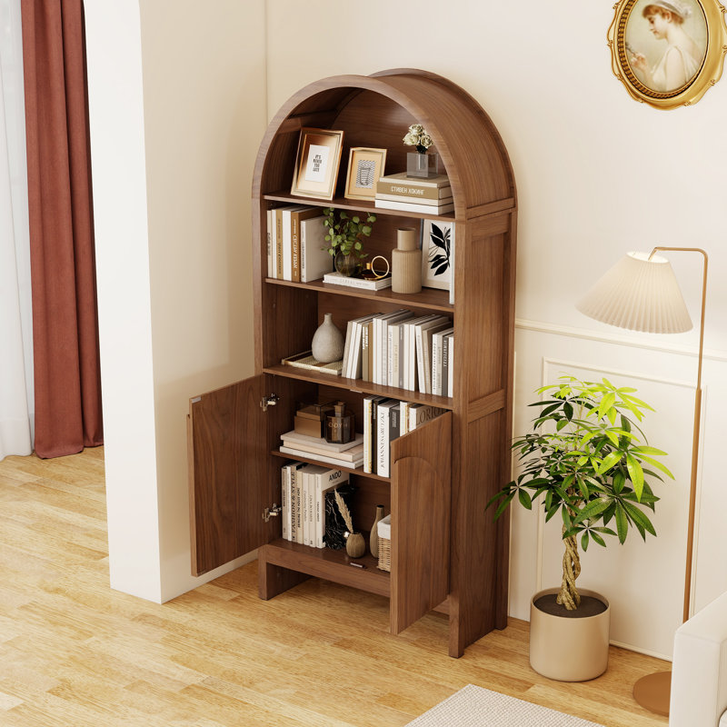 5 Tier Arched Display Cabinet, 70.8 inch Arched Storage Bookcase