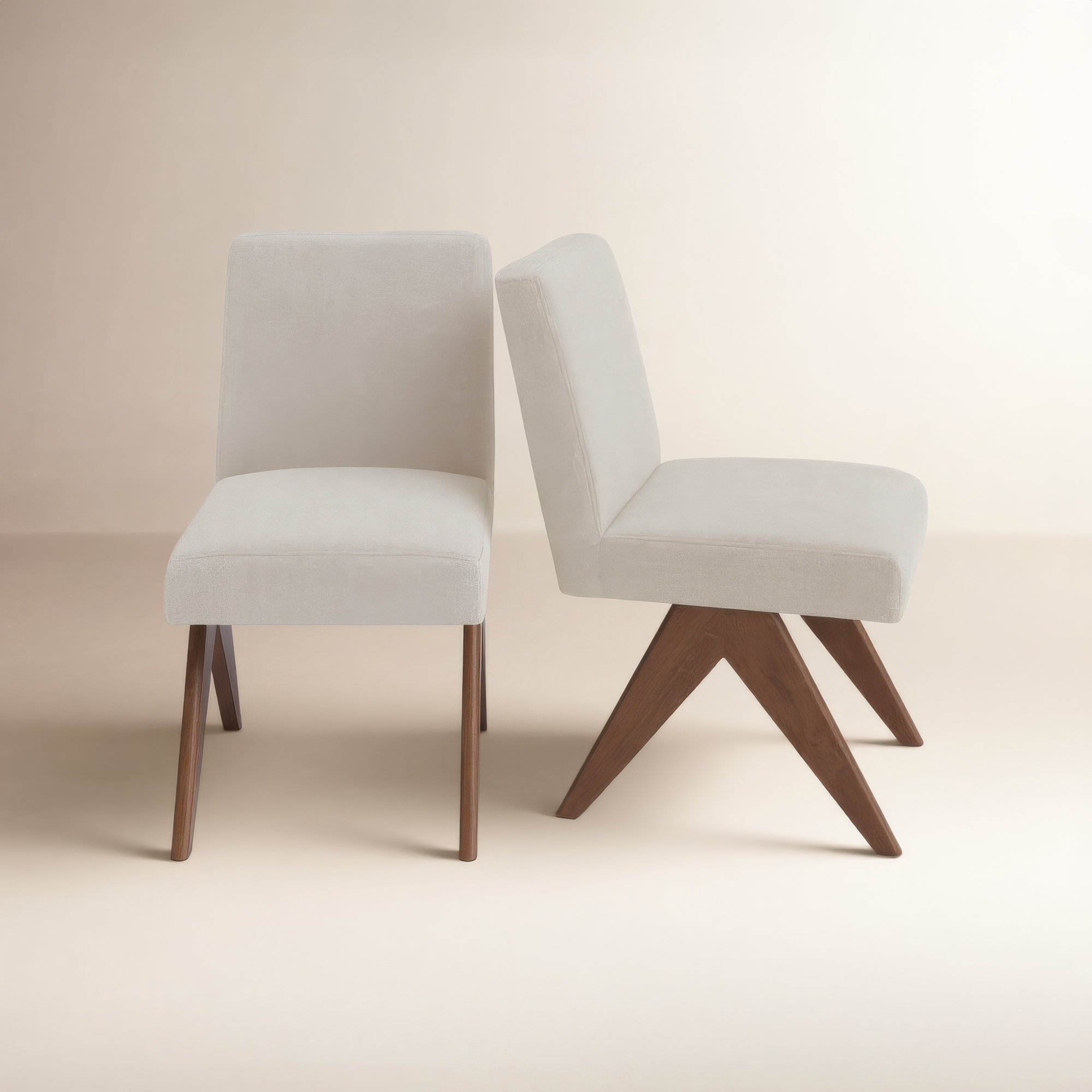 Brittnie Mid Century Modern Dining Chair, Beige