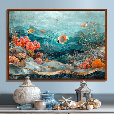 Coatal Fish Friends Above A Coral II - art mural corail pour le salon