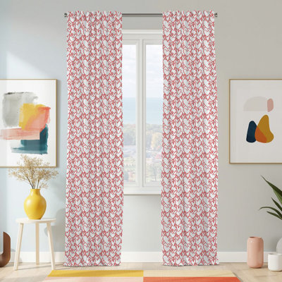 Semi Sheer Modern Print Curtain Single Panel