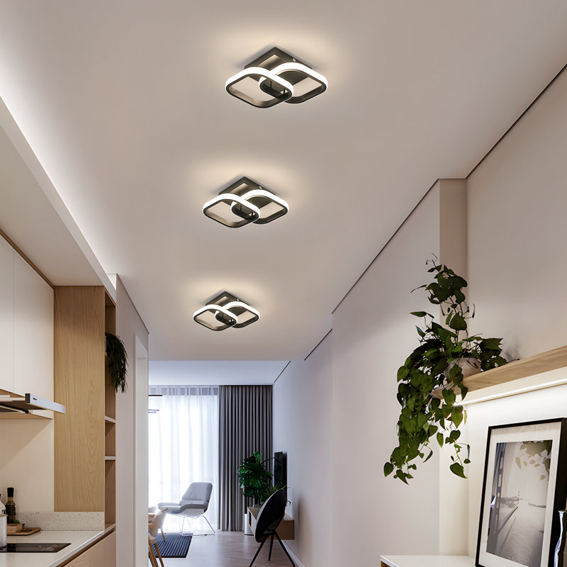 Modern 23cm Black Aluminium LED Flush Mount Ceiling Light, 4500