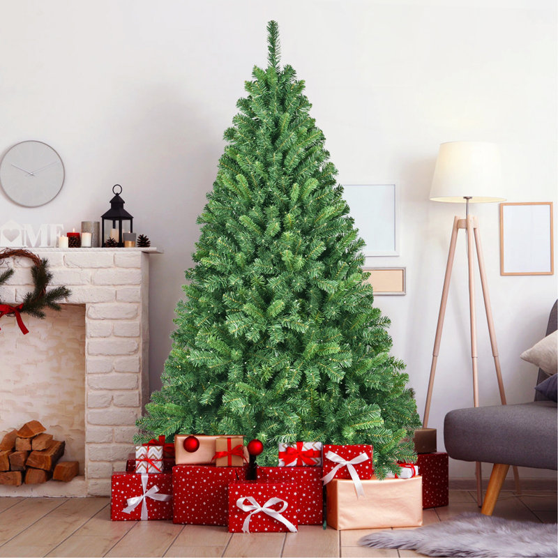 Arbre de Noël en PVC 6 pi avec 280 lumières DEL Wi-Fi Music Sync - Contrôle de l'application, 917 pointes, branches articulées, effets bicolores, support en métal