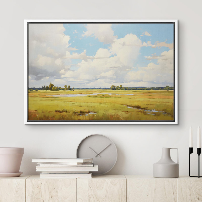 «Cloudy Blue Sky Nature Wilderness» sur toile, Cadre blanc, H 16 po x l 24 po