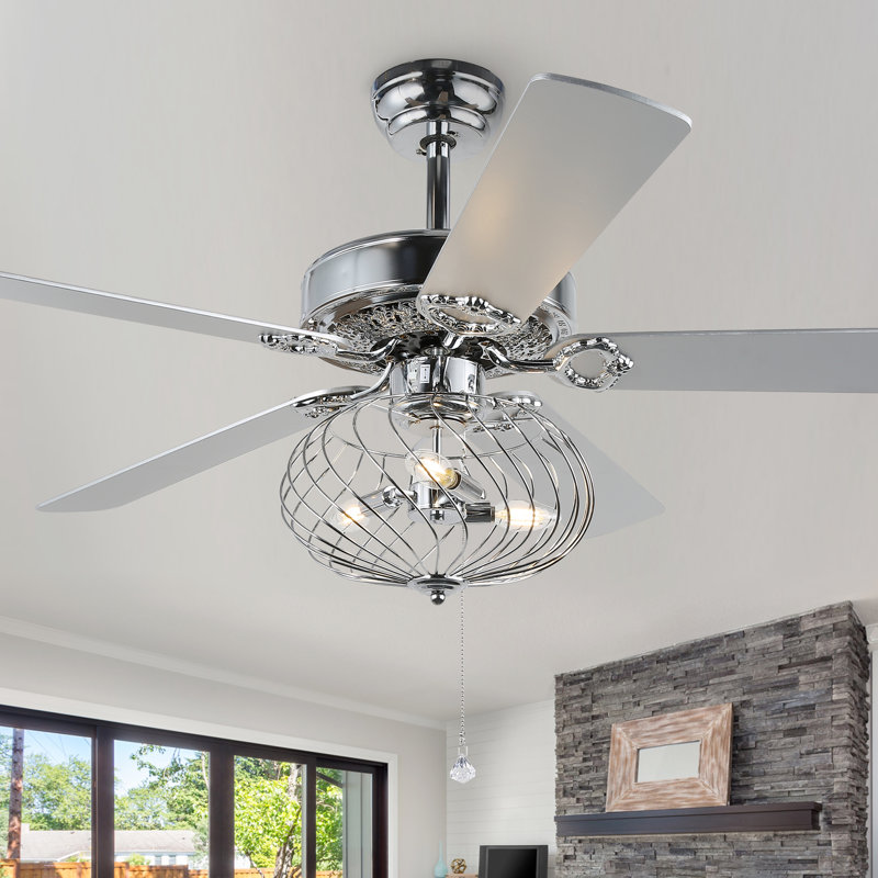 Smithville 52'' Ceiling Fan with LED Lights, Silver