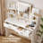 Smart Makeup Vanity Desk with USB Charging, 3-Level LED Lighting