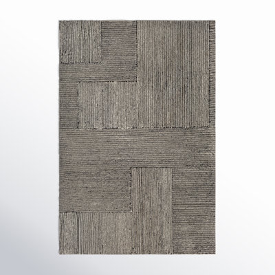 Peeta Hand-Tufted Black/Ivory Geometric Wool Rug