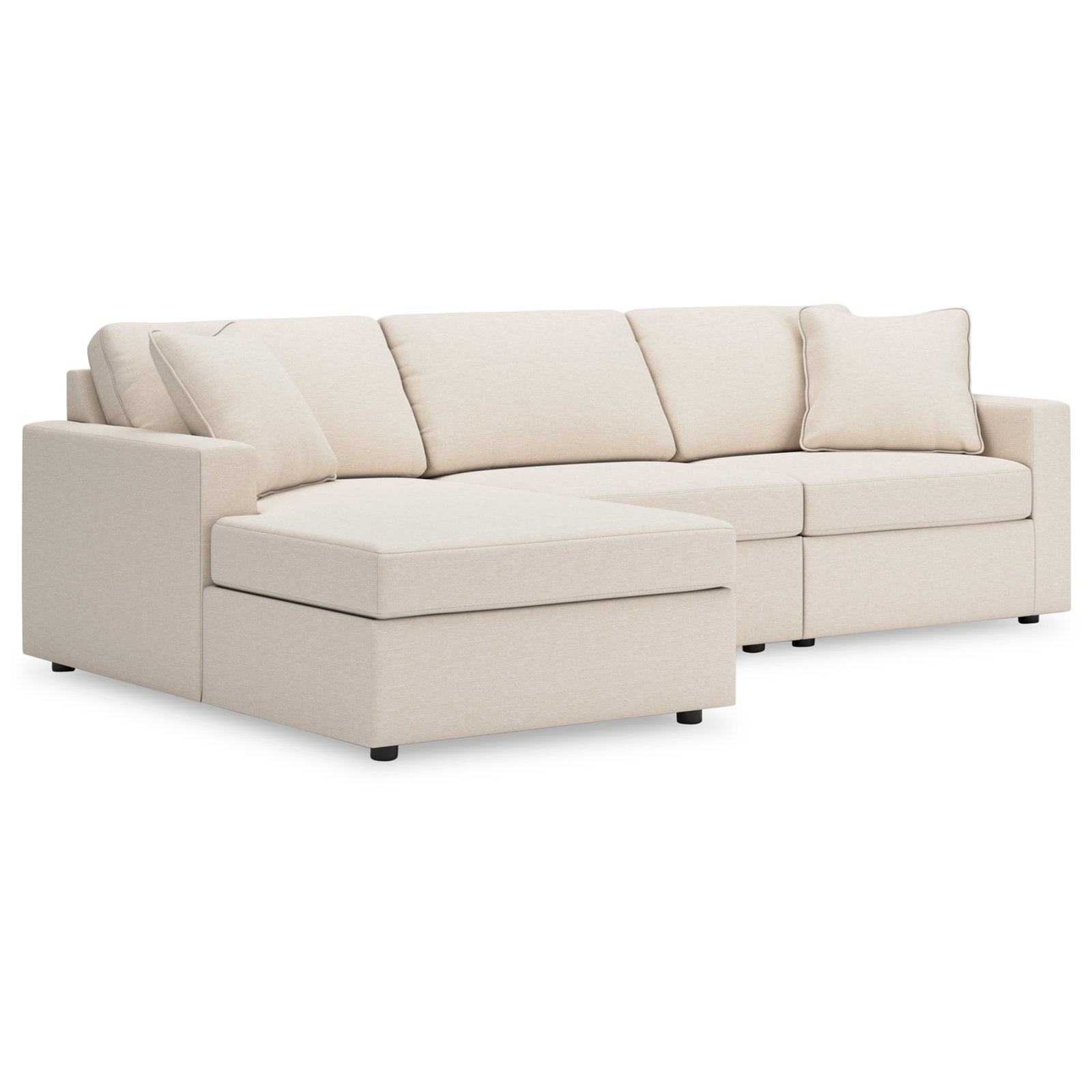 Bulwell Sectional With Chaise, Beige Polyester, Left Hand Facing, 36" H x 109" W x 68"D