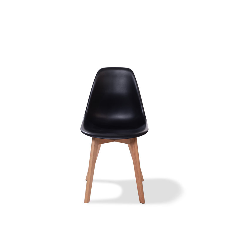 Keeve Stacking Chair Without Armrest, Frame And Plastic Seat, 47X53X83Cm (Wxdxh), Wood Colour, Black