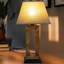 Lampe de table rectangulaire d'extérieur en ardoise 31 "avec abat-jour beige H 31"