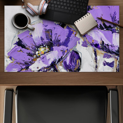 Purple abstract flowers - 14.00"x24.25" Desk mat