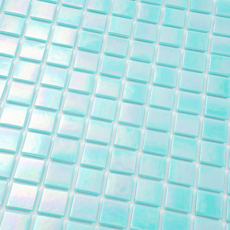 Nacreous Glass Mosaic Grid Wall & Floor Tile , Sky Blue