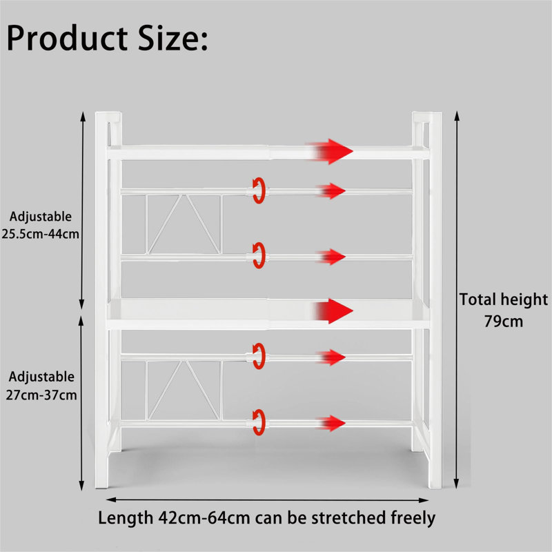 Expandable Microwave Oven Rack Adjustable Width & Height Kitchen Counter Organizer Shelf Stand, Pot Pan Grill Storage Racks