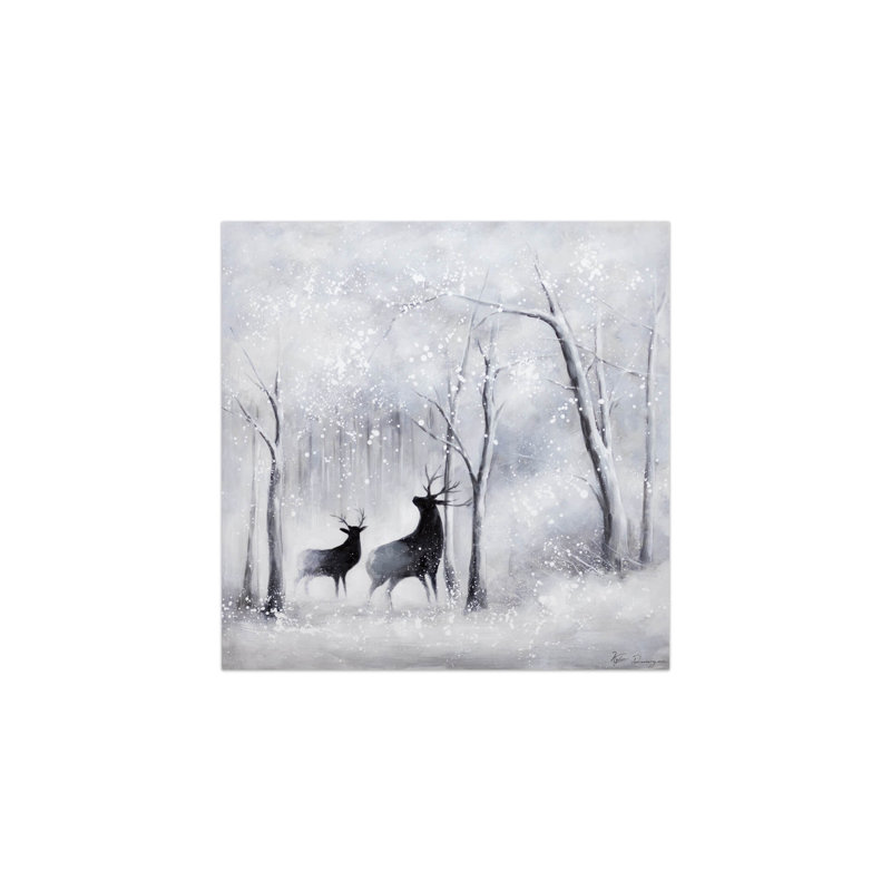 Hand -painted winter forest acrylic painting