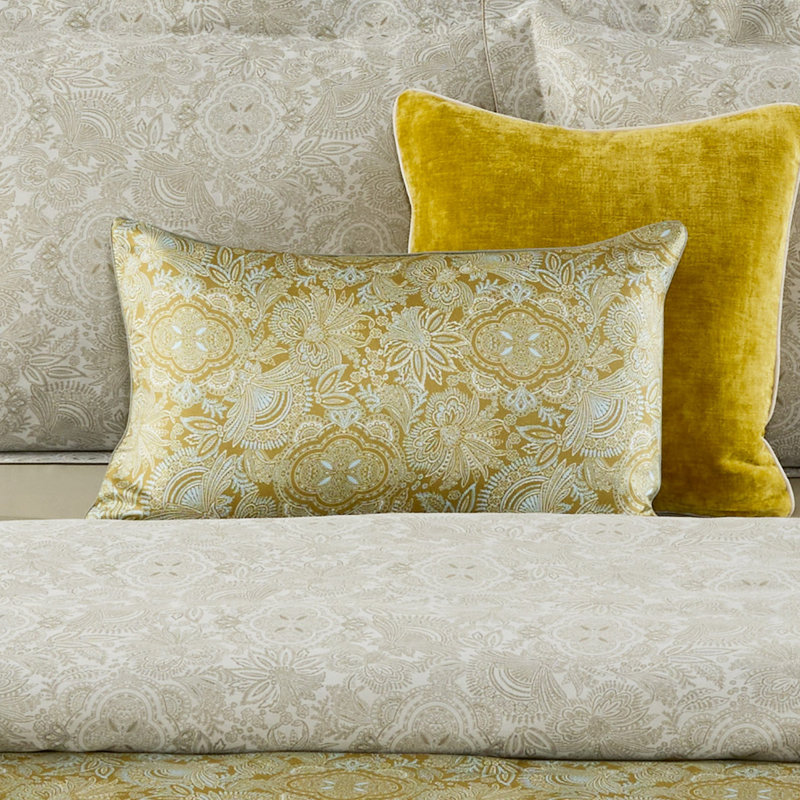Gaura Decorative Pillow, Gold Floral