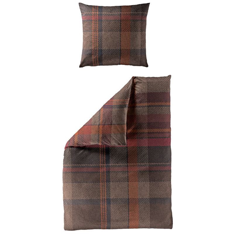 4046 Cotton Chequered Duvet Cover Set with Pillow Shams