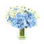 Hydrangea and Cherry Blossom Arrangement in Glass Vase