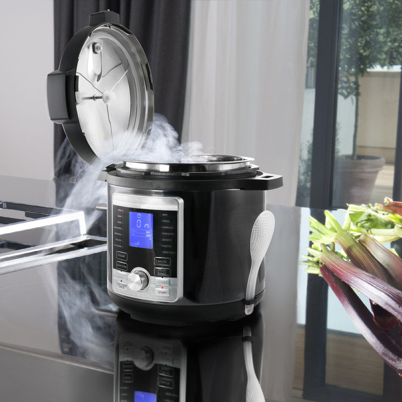 MegaChef 6 Qt Grey Stainless Steel Digital Pressure Cooker