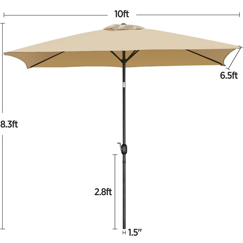 Parasol d'extérieur pour patio sans support, Tanné, H 99,6 po x l 115 po x P 76 po