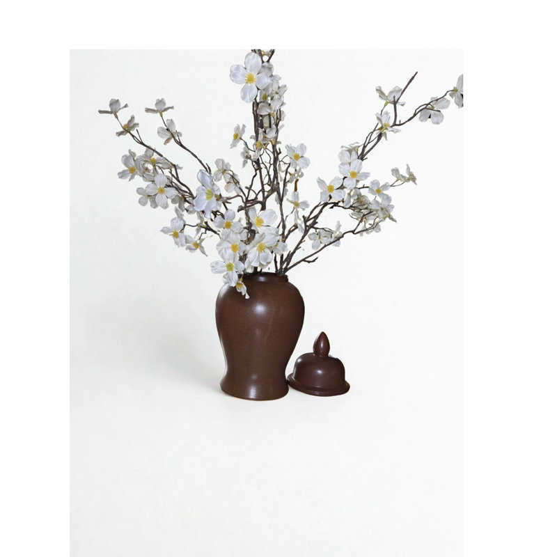 Pot gingembre brun en céramique émaillée pour décoration intérieure - petit