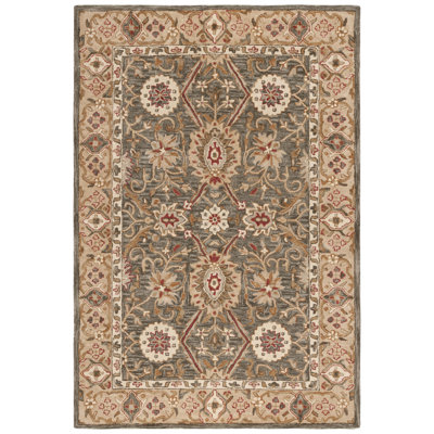 Tapis oriental sauge / brun / rouge en laine touffeté à la main Tingley