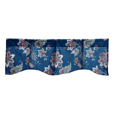 Collen Cotton Blue Floral Jacobean Paisley Scalloped Sheer Valance -  Charlton HomeÂ®, 0F51BCD325F141C3988BC4DF6BFF5C32