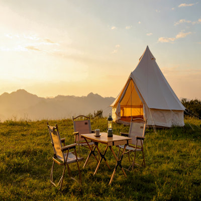 Tente Oxford Bell pour camping en famille - Yourte spacieuse de 9,8 pi avec prise de réchaud, grandes tentes de glamping pour 3 à 4 personnes, abri pour tentes 4 saisons Oxford Hot Beige
