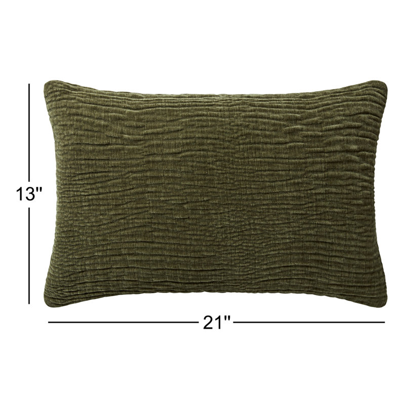 Housse et insert de coussin texturé réversible Edan, Duvet, H 13 po x l 21 po, Olive