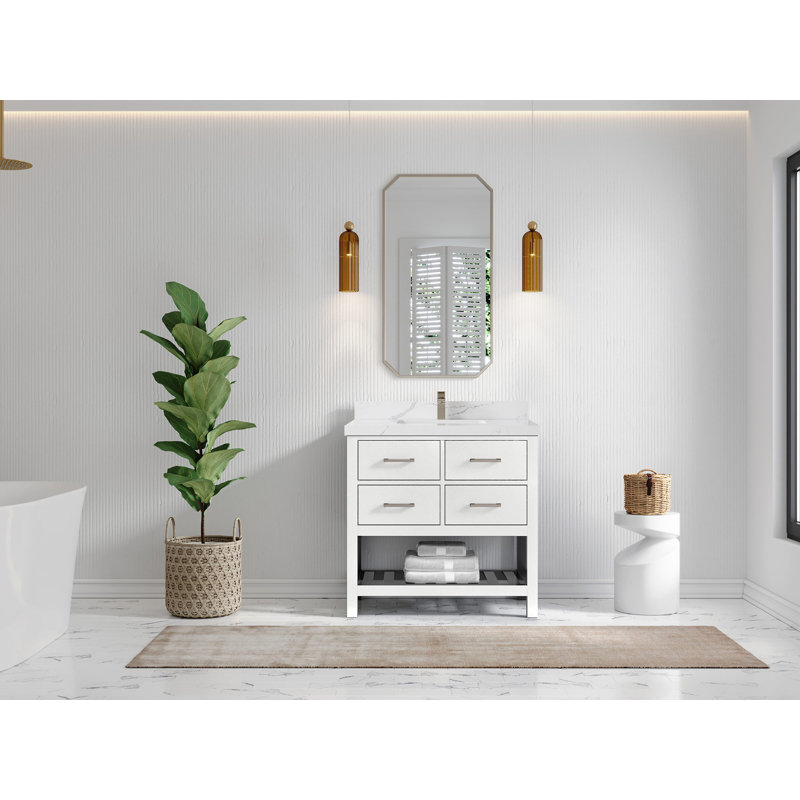 Ensemble de meuble-lavabo simple 36 po Aberdeen, Calacatta Laza