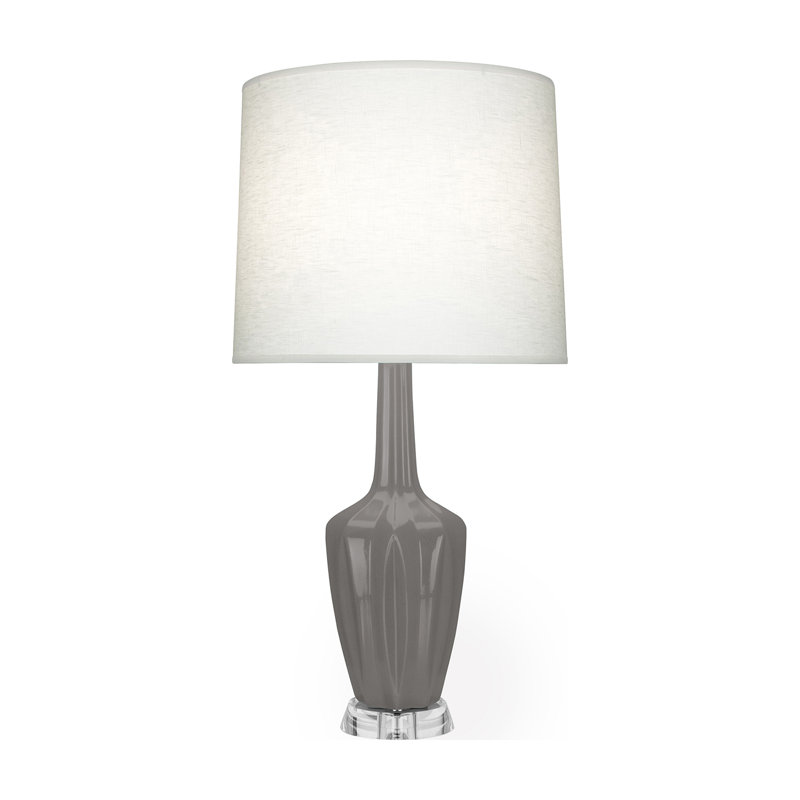 Emma Accent Lamp, Ceramic/Acrylic, 30" H x 6.25" W x 15" D, Smokey Taupe Glazed
