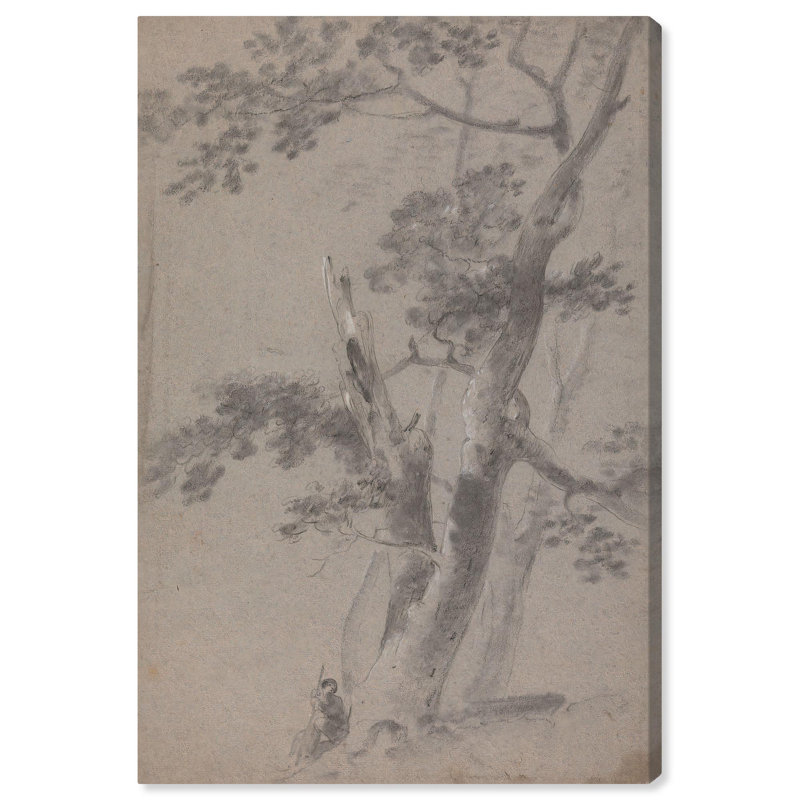 Vintage Gray Wrapped Canvas Landscape Art, 15" x 10"