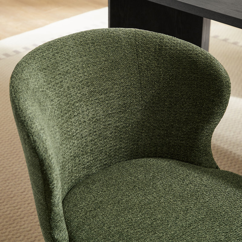 Briyona 19.69'' W Mid-Century Modern Fabric  Upholstered Dining Side Chair , Green Polyester