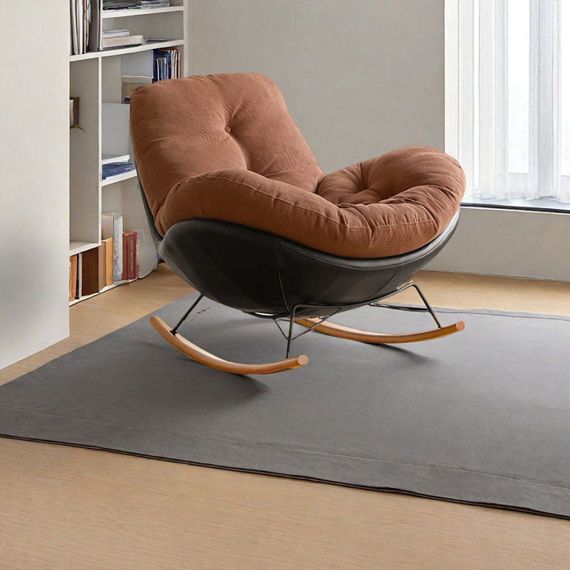 Chaise berçante ergonomique Chic, Velours côtelé noir / brun
