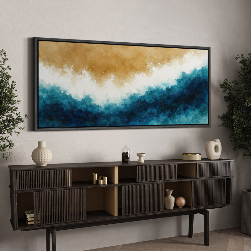 Grande impression sur toile encadrée, reproduction de paysage abstrait océanique pour décoration intérieure moderne, Noir