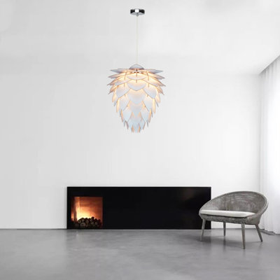 Lustre artichaut 1 lumière en bois blanc