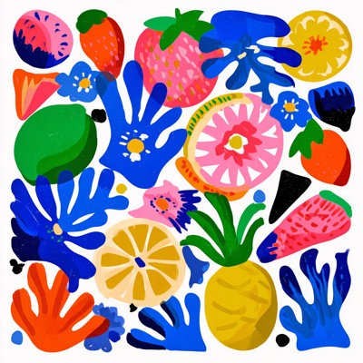 Art mural sur toile Whimsical Tropical Harvest