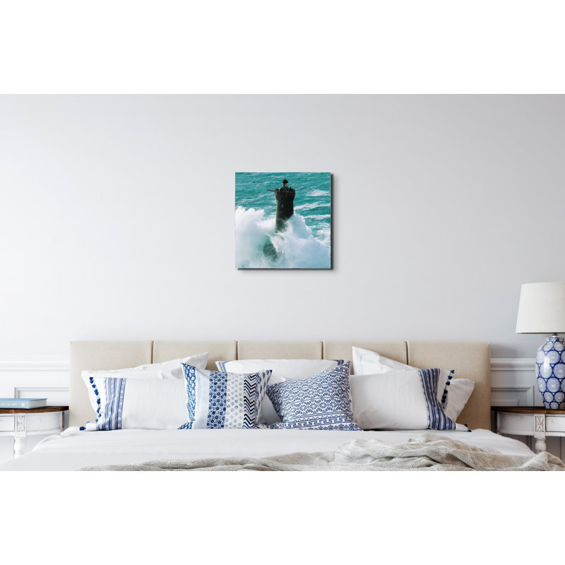 Leighthouse in the storm by Art Studio 58x58 Cm Frameless Panel Lightweight Ready to Hang, EarthArt Plain