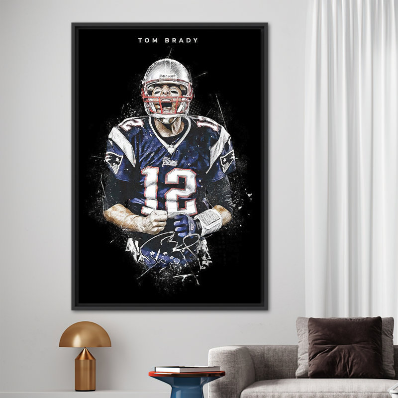 Affiche de motivation pour joueur de football américain Tom Brady, H 26 po x l 18 po, Cadre flottant noir
