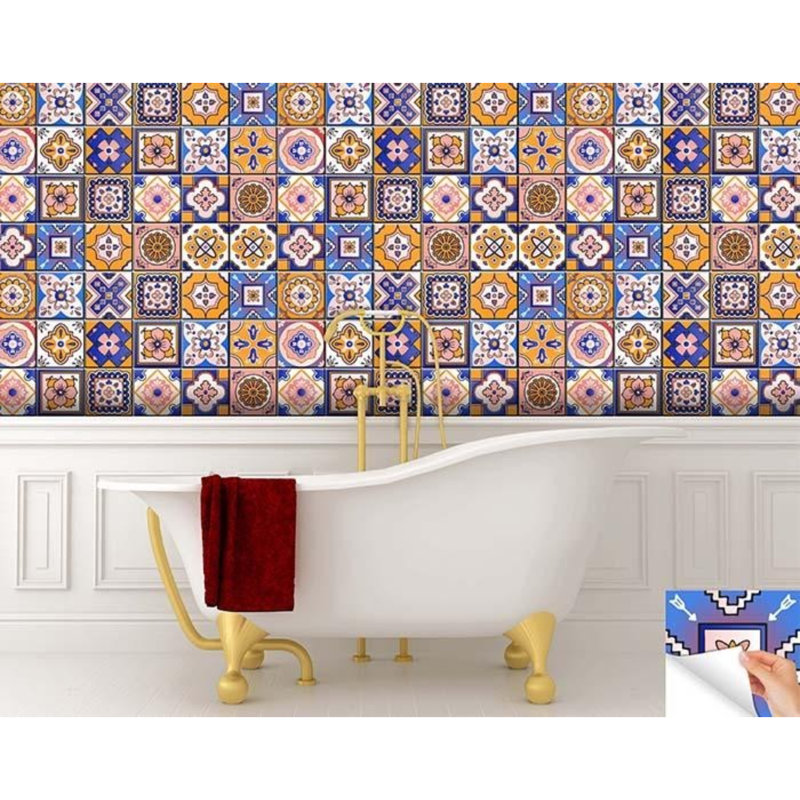 Abstract Non-Wall Damaging Tile Decals, 4" x 4"