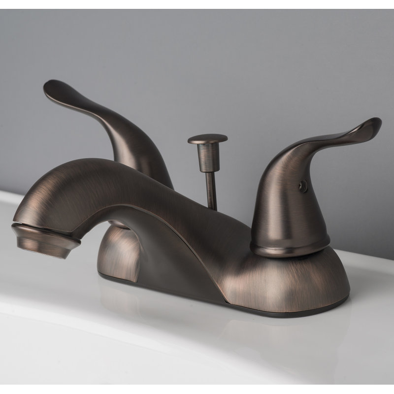 Robinet de lavabo central à deux poignées avec ensemble de bonde, Bronze brossé