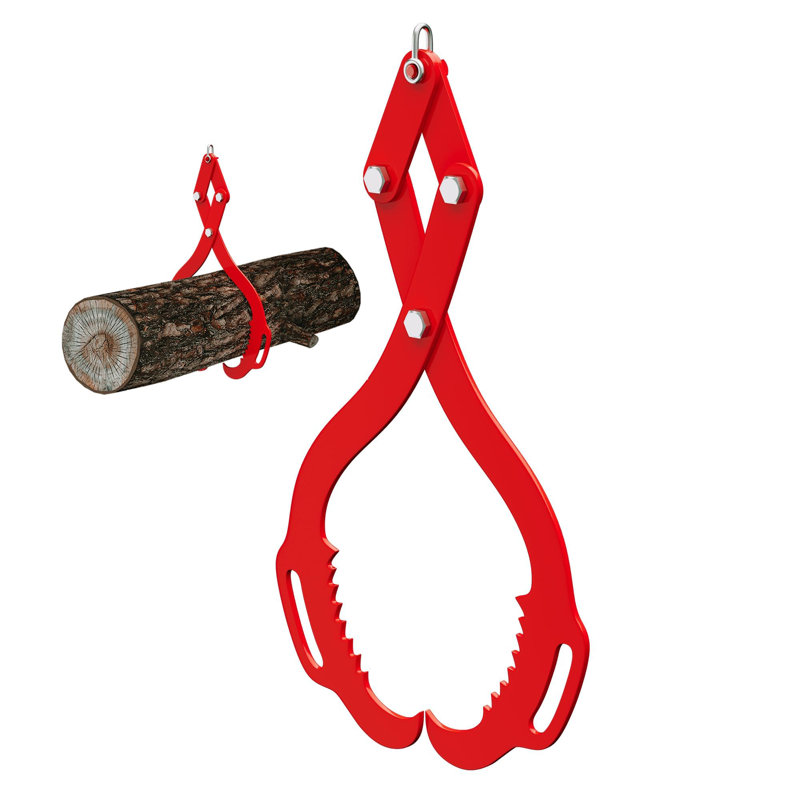 Heavy Duty Log Lifting Tongs - 2 Serrated Claw Hooks, 2200 lbs Capacity, Wood Skidding Grapple with Handles for Tractors, Trucks, Logging Tool - Size: 32 inches