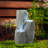 3-Tier Resin White Geometric Outdoor Weather Resistant Water Fountain with LED Lighting