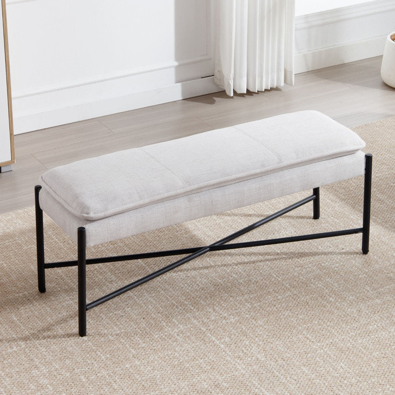 Tavione Upholstered Bench, Beige