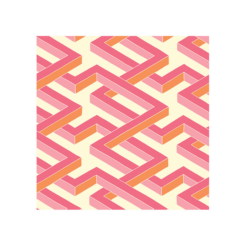 Luxor Geometric Wallpaper Roll, Pink