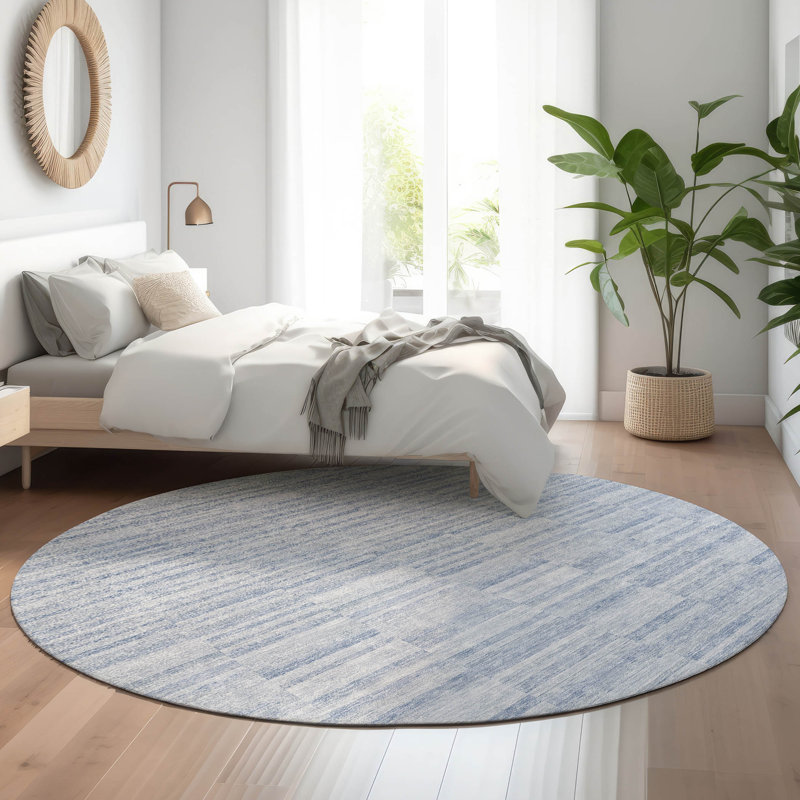 Tapis de qualité supérieure lavable à la machine Prisco Sky, Rond 8 pi