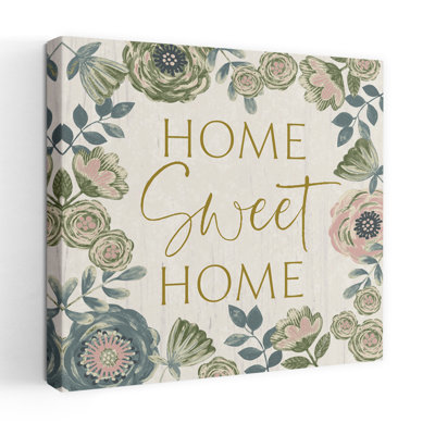 Home Sweet Home Contemporary Typography Floral Art