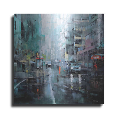 «Montreal Turquoise Rain» par Mark Lague - peinture sur métal sans cadre