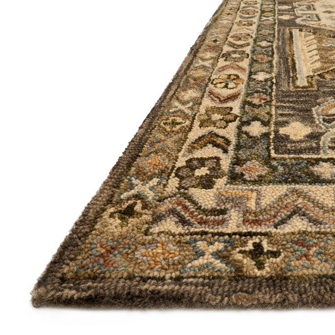 Braun Hand Hooked Wool Oriental Indoor Rug, Rectangle 9'3" x 13'