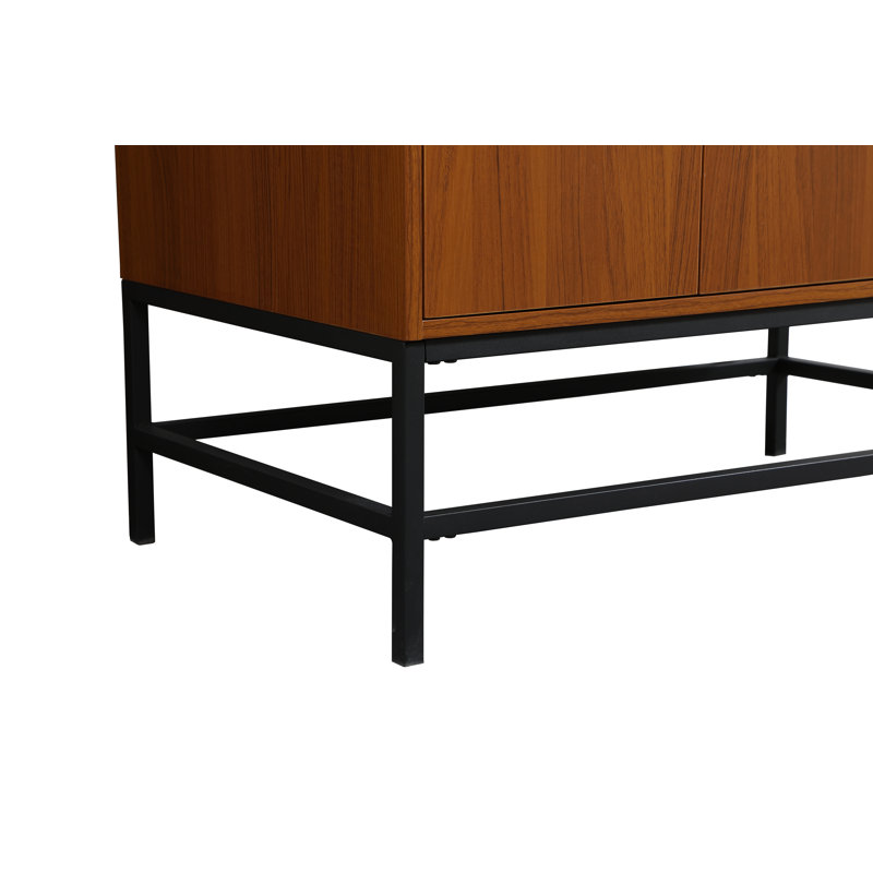 Eugene 36'' Single Bathroom Vanity with Engineered Marble Top, Teak